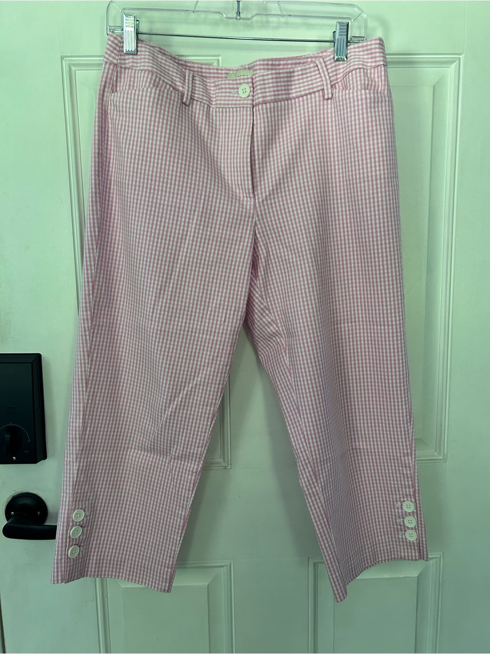 Talbots Pink Gingham Cropped Capris